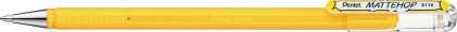 Penna a sfera Pentel Mattehop - Punta da 1 mm - Corsa da 0,5 mm - Inchiostro gel opaco - Realizzata con il 55% di materiali riciclati - Colore giallo