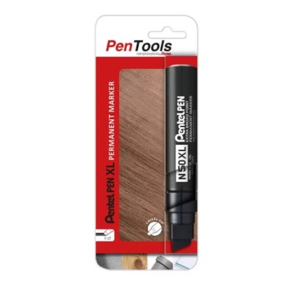 Pennarello permanente industriale Pentel PenTools Pen N50XL - tratto 11-17 mm - punta a scalpello resistente e durevole - resistente all'acqua e alla luce - nero