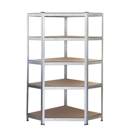 Scaffale Zincato Blim - 180x90x40x90cm - 5 Ripiani Regolabili - Portata 175kg per ripiano - Spessore Acciaio 0,62mm - Ripiani in Legno MDF Spessore 4mm - Montaggio Facile - Colore Grigio
