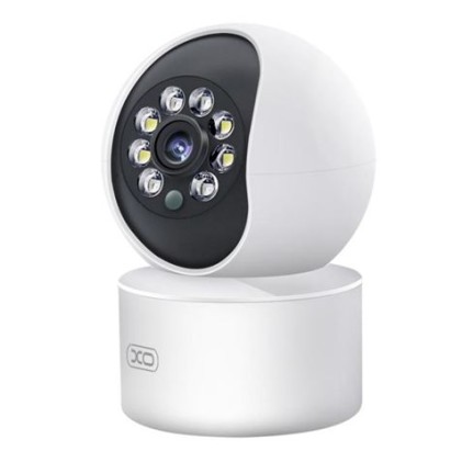 Telecamera di Sicurezza XO Wifi - Risoluzione 3mpx 2304x1296 - Rilevazione Movimento 0-10m - Visione Notturna - Interfono Vocale - Registrazione in Loop - Rotazione Regolabile - Supporta MicroSD fino a 128Gb - Colore Bianco