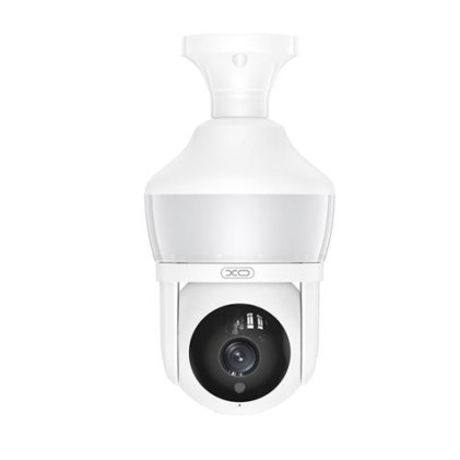 Telecamera di Sicurezza Wifi XO 3mpx - Rilevazione Movimento 0-12m - Visione Notturna - Interfono Bidirezionale - Registrazione in Loop - Rotazione 355º - Supporta MicroSD 128Gb - Colore Bianco