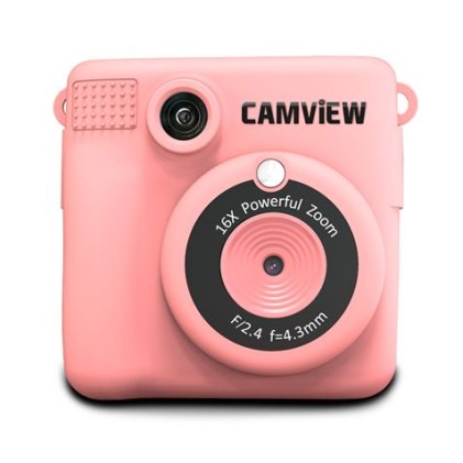 Camview Creative Instant Camera - Stampa fotografica istantanea - Filtri e cornici personalizzabili - Schermo LED da 2,4" - Supporta memoria MicroSD - Funzione webcam - Colore rosa