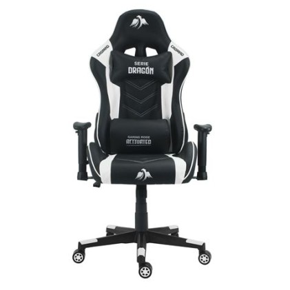 Sedia da gaming Cromad Premium - Base da 350 mm - Pistone a gas Classe 2 - Altezza regolabile - Ruote in nylon da 60 mm - Colore nero/bianco