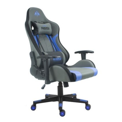 Sedia da gaming Cromad Premium - Base da 350 mm - Pistone a gas Classe 2 - Altezza regolabile - Ruote in nylon da 60 mm - Colore Nero/Blu