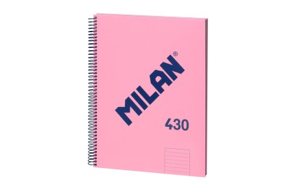 Quaderno Milan Spirale Formato A4 Righe 7mm - 80 Fogli da 95 gr/mq - Microforato, 4 Fori - Colore Rosa