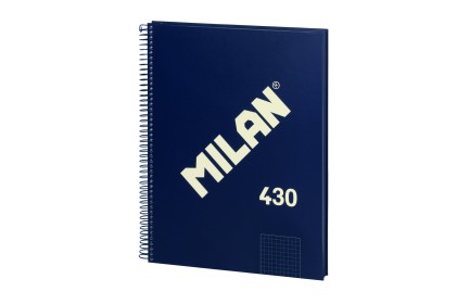 Quaderno Spirale Milan Formato A4 con Griglia 5x5mm - 80 Fogli da 95 gr/mq - Microperforato, 4 Fori - Colore Blu Scuro