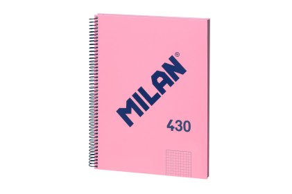 Quaderno Spirale Milan Formato A4 Reticolo 5x5mm - 80 Fogli da 95 gr/mq - Microperforato, 4 Fori - Colore Rosa