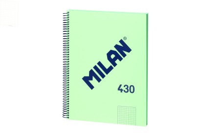 Quaderno Spirale Milan Formato A4 con Griglia 5x5mm - 80 Fogli da 95 gr/mq - Microperforato, 4 Fori - Colore Verde