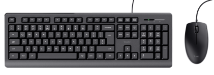 Kit mouse e tastiera Trust Tato, cavo 1.8 metri, nero