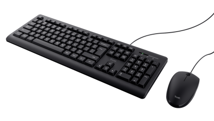 Kit mouse e tastiera Trust Tato, cavo 1.8 metri, nero