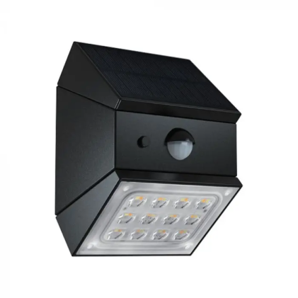 2.5W Led Solar Wall Light - Magic Power 1200Mah 3.7V Cct:3In1 Black Body