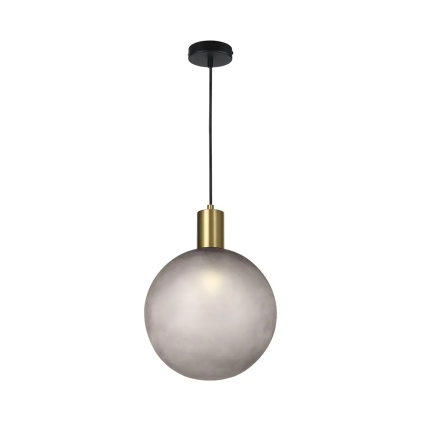 E27 Decorative Hanging Lamp (D100*H25Mm) Brished Brass+Smokey Grey
