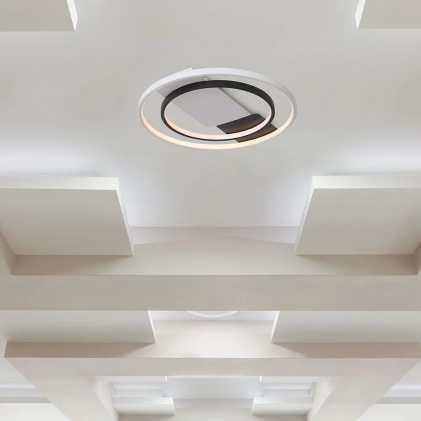 36W Led Decorative Ceiling Lamp (?505*50Mm) Cct:3In1 White+Black With Ir Remote Control
