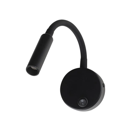 V-TAC PRO Applique da Parete LED Chip CREE 3W Faretto con Interruttore Nera 3000K