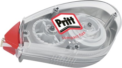 Nastro correttore Pritt Compact Flex 6 mm x 10 m - Punta flessibile - Correzione fluida e pulita - Correzione a 2 vie - Cappuccio protettivo