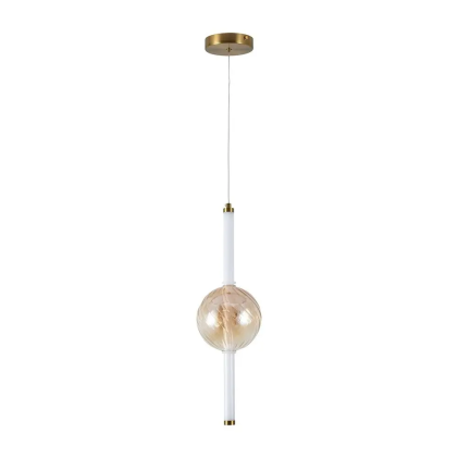 V-TAC Lampadario LED a Sospensione 8W in Metallo e Vetro Ambra/Bianco 3000K