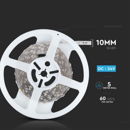 V-TAC Strip LED SMD5050 9W/m 5m 60 LED/m 24V 6400K IP20 10mm