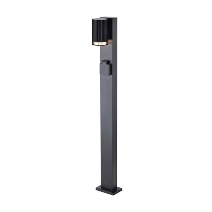 V-TAC Piantana LED da Giardino GU10 (max 10W) Luce verso il Basso Presa Schuko 800mm Nera IP44