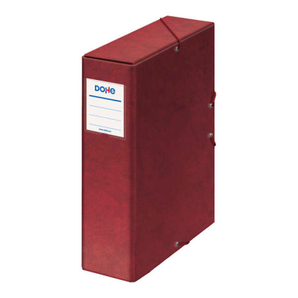 Scatola porta progetti Dohe, dorso da 9 cm - Cartone rivestito con carta stampata e laminata - Chiusura elastica - Rossa