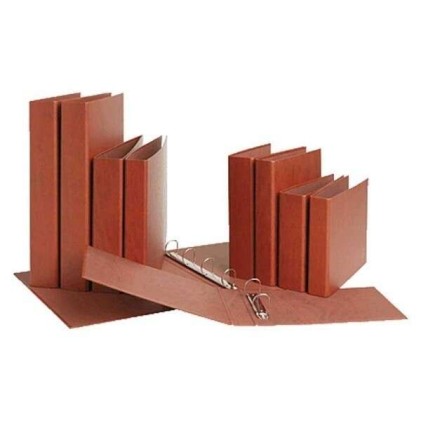 Mariola Raccoglitore ad anelli in pelle goffrata con 4 anelli - Formato foglio naturale - Anelli rotondi da 40 mm - Misure 34x26x5,5 cm - Colore marrone