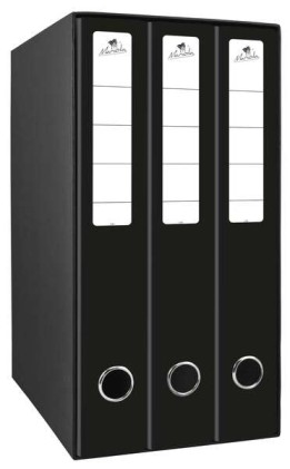 Modulo da 3 Raccoglitori con Rado 2 Anelli 40mm - Dimensioni 35x26x17cm - Cartoncino Foderato - Colore Nero