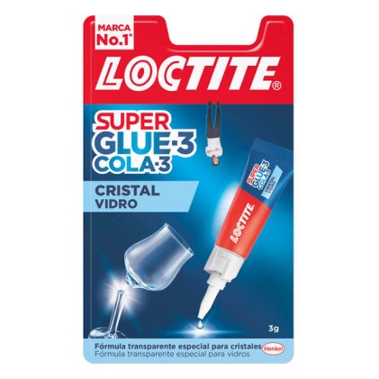 Loctite Supercolla-3 Cristalli 3g - Adesivo liquido per vetro e metallo - Tripla resistenza ad acqua, urti e temperature