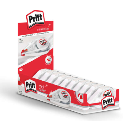 Espositore Pritt Mini Roller da 10 blocchetti correttori 4,2 mm x 7 m - Compatto ed ergonomico - Punta flessibile ad alta precisione - Compatibile con tutti i tipi di carta