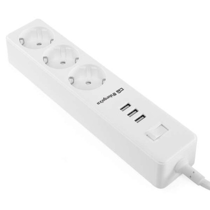 Multipresa Orbegozo con 3 prese VDE e 3 USB - Connessione per 6 dispositivi - Protezione da sovraccarico - Ideale per i viaggi - Interruttore di sicurezza - Potenza massima 3680 W