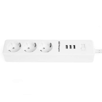 Multipresa Orbegozo con 3 prese VDE e 3 USB - Connessione per 6 dispositivi - Protezione da sovraccarico - Ideale per i viaggi - Interruttore di sicurezza - Potenza massima 3680 W