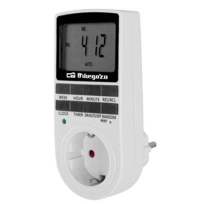 Programmatore elettronico settimanale Orbegozo Pg 25 - Controlla la tua casa 24 ore su 24 - 10 memorie programmabili - Funzione antifurto - Risparmio energetico - Schermo LCD da 2,4"