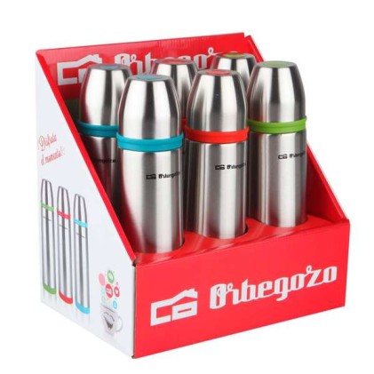 Set Thermos Orbegozo con identificatore di bevande - Acciaio inossidabile resistente - Fasce colorate - Sistema anti-rovesciamento - Mantiene la temperatura per ore - Capacità 500 ml
