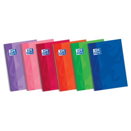 Quaderno a spirale Oxford School Classic Write&Erase F&ordm; - Copertina extra rigida - Riga singola con margine - 80 fogli - Colori assortiti