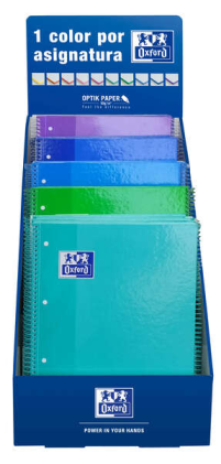 Oxford Europeanbook 1 Classic Display Case con 25 quaderni a spirale A4+, 80 fogli, griglia microperforata 5x5, copertina extra rigida, colori freddi assortiti