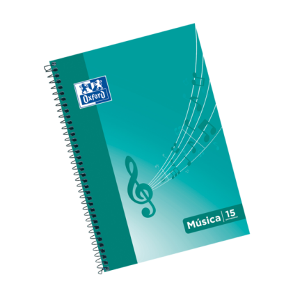 Oxford Spiral Music Notebook Formato Folio 20 Fogli - 15 Righe 2mm Spaziatura - Copertina Morbida - Colore Ice Mint