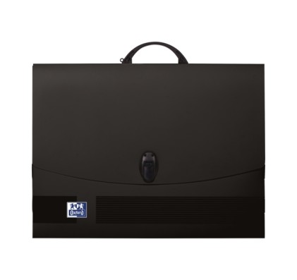 Cartella da disegno Oxford A3 con serratura e maniglia, nera - Formato A3 - Chiusura sicura - Maniglia robusta - Design elegante