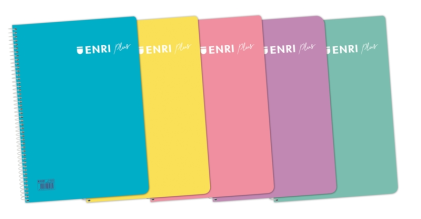 Quaderno a spirale Enri Plus 4th 4x4 - Copertina in plastica - 80 fogli 90 g/m&sup2; - Colori assortiti