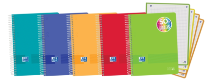 Oxford Live & Go A5+ European Book - Copertina in plastica - 120 fogli - Colori assortiti
