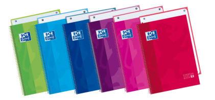 Quaderno Oxford School Classic Europeanbook 1 A4+ 80 fogli microperforati griglia 5x5 mm - Copertina extra rigida - 4 quaderni per colore