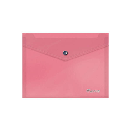 Busta portadocumenti Dohe A5 - Chiusura a scatto - Polipropilene traslucido 150 micron - Rosa