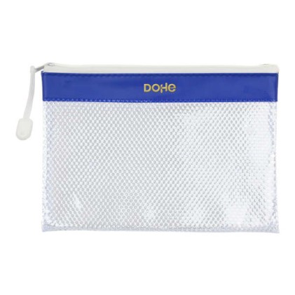 Borsa con cerniera Dohe in PVC - 24x17,5 mm - Resistente all'acqua - Ideale per documenti A5 - Colore blu/trasparente