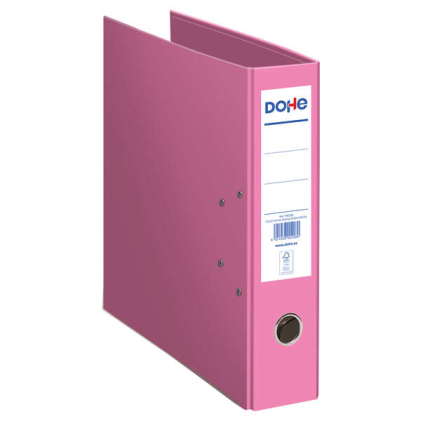 Raccoglitore ad anelli Dohe Ecofile, formato folio 320x285mm - Copertina rigida in cartone - Occhiello, chiusura, porta carte adesivo - Angolare in metallo lungo - Rosa