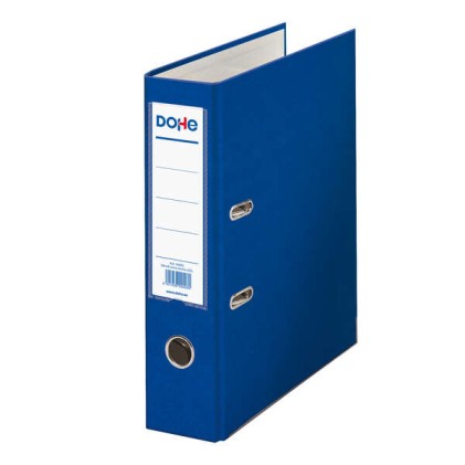 Raccoglitore ad arco a leva Dohe formato A4 - dorso largo 70 mm - occhiello, radó e portacarte sul dorso - cartone rivestito in polipropilene - angoli in metallo - colore blu