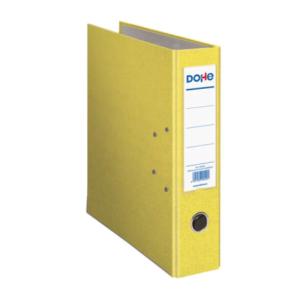 Raccoglitore ad anelli Dohe, formato A4 - Dorso largo 70 mm - Occhiello, anello e porta schede sul dorso - Cartone rivestito in polipropilene - Protezioni angolari in metallo - Giallo