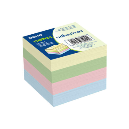 Blocchetto di 400 foglietti riposizionabili Dohe - Formato 75x75 mm - Carta da 75 g/m&sup2; - Ideale per ufficio e scuola - Colori pastello assortiti