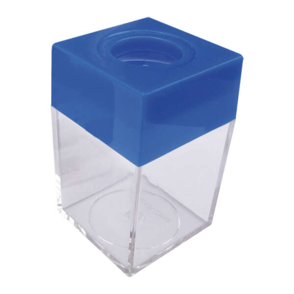 Porta clip in plastica Dohe con contenitore trasparente - 42x42x70mm - Bocca magnetica blu