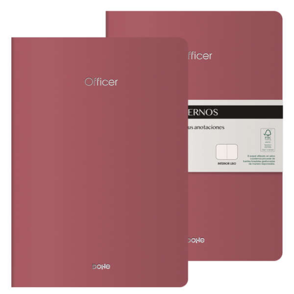 Taccuino Dohe Officer A4, 40 fogli bianchi - Carta color crema 90 g/m2 - Copertina in cartone 300 g/m2 - Colore bordeaux