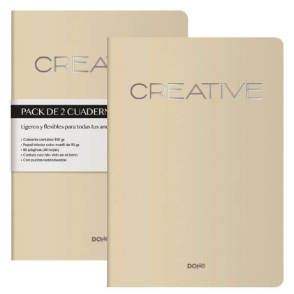 Quaderno Dohe Creative A4 40 fogli bianchi - Carta crema 90 g/m2 - Copertina cartoncino 300 g/m2 - Beige