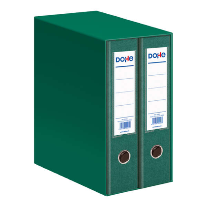 Dohe, confezione da 2 cartelle portadocumenti a dorso largo con occhiello e anello - Cartone rivestito in polipropilene - Protezioni angolari in metallo - Chiusura ad anello di alta qualit&agrave; - Verde