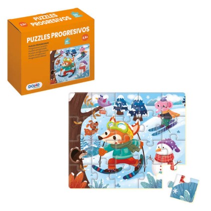 Puzzle per bambini Dohe da 20 pezzi - Tema neve - Realizzato in doppio strato di cartone - Strato intermedio di compensato - Stimola l'immaginazione - Da 2 anni e mezzo