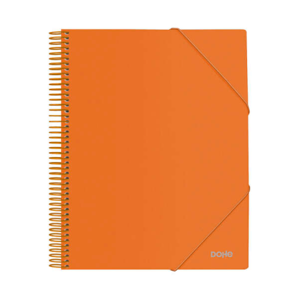 Cartella Dohe con 20 buste formato A4 - Copertina in polipropilene opaco da 800 micron - Buste trasparenti da 80 micron - Rilegatura a spirale in plastica colorata - Elastici coordinati